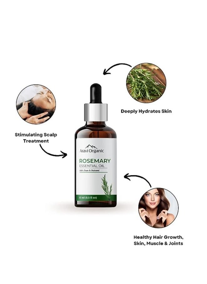 Aravi Organic - Aravi Organic Pure Rosemary Essential Oil 15ml And Pure Castor Oil 200ml Hair Growth Pack of 2 - Image 1