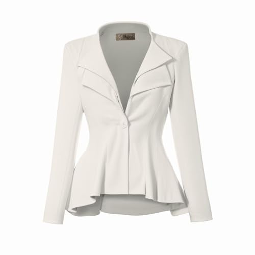 Hybrid & Company Women Double Notch Lapel Office Blazer JK43864 1073T Ivory XLarge - Image 1