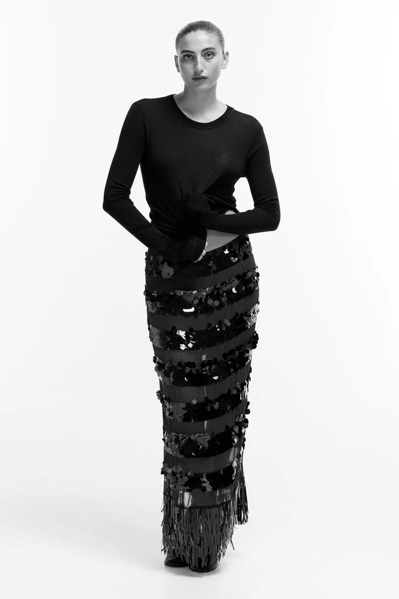 H&M Long Sequined Skirt