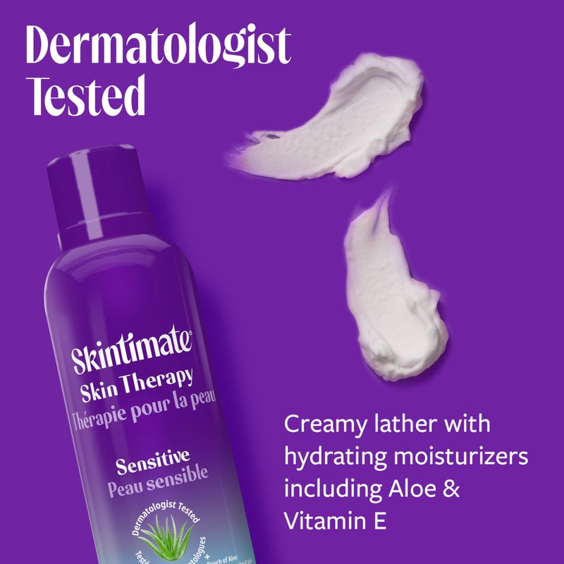 Skintimate Skin Therapy Sensitive Skin Moisturizing Shave Gel for Women with Vitamin E, Aloe and Olive Butter, 7 oz - 3 Pack - Image 2