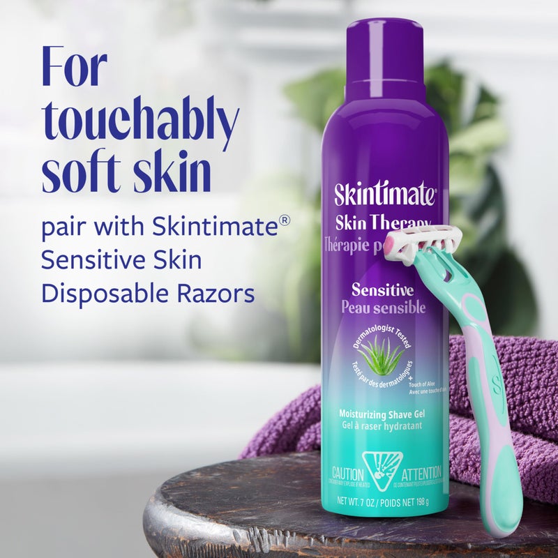 Skintimate Skin Therapy Sensitive Skin Moisturizing Shave Gel for Women with Vitamin E, Aloe and Olive Butter, 7 oz - 3 Pack - Image 4