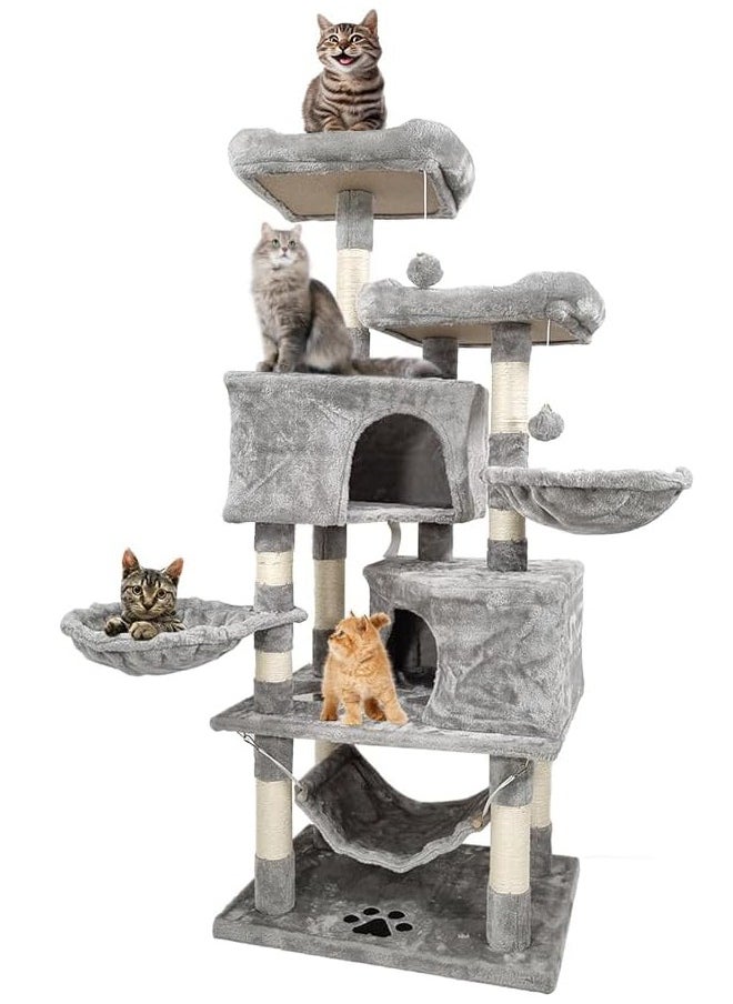 Cat tree Multi-Level with Sisal Scratching Posts, Perches, Houses, Hammock and Baskets, Cat Tower Play House,Grey color cat tree (145cm) - pzsku/Z7A1326CB2B7BDBF7AE20Z/45/_/1699808256/2b53eeb3-d3b1-45c3-8a8f-d2595b64fd24