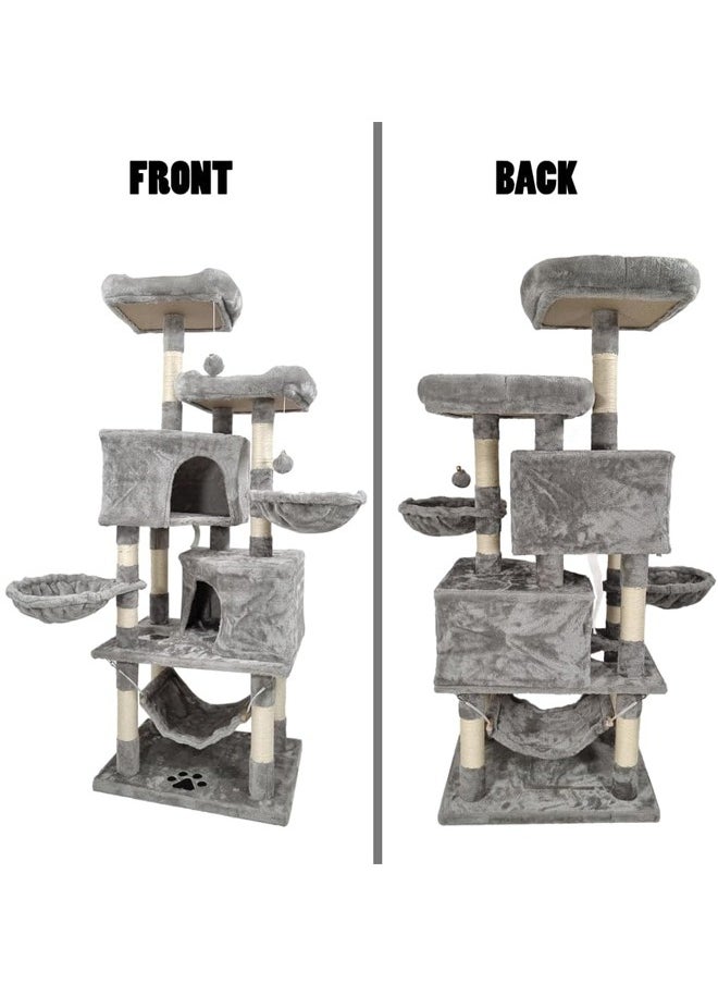 Cat tree Multi-Level with Sisal Scratching Posts, Perches, Houses, Hammock and Baskets, Cat Tower Play House,Grey color cat tree (145cm) - pzsku/Z7A1326CB2B7BDBF7AE20Z/45/_/1699808268/63d28184-7a01-49b9-b8a9-e0330edbbd6f