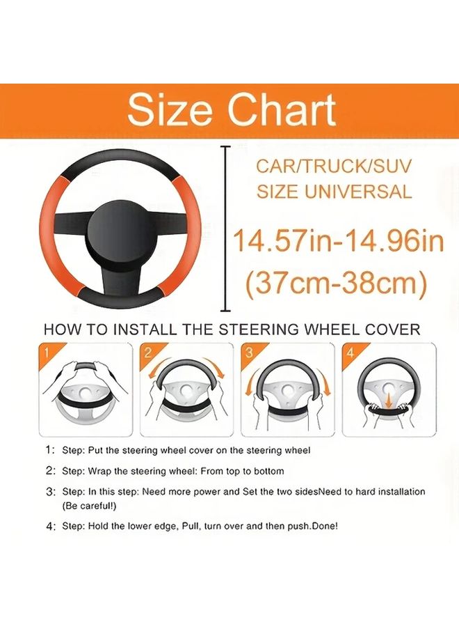 Red Black Dual Texture Faux Leather Steering Wheel Cover All Season - Image 2
