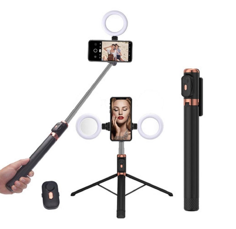 بلوكاما عصا سيلفي LIVE-K9 Pro بتصميم 2 في 1 يجمع بين عصا سيلفي وحامل تصوير في جهاز واحد  بطول 170 سم مع حامل ثلاثي القوائم وإضاءة LED متعددة الألوان – حامل هاتف قابل للدوران 360°  للبث المباشر والتصوير عن بعد مع ريموت بلوتوث – مناسبة لصناع المحتوى وتيك توك ويوتيوب - Image 2