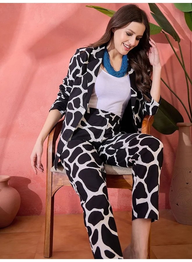 أيه كيه إس Animal Printed Cotton Blazer and Trousers