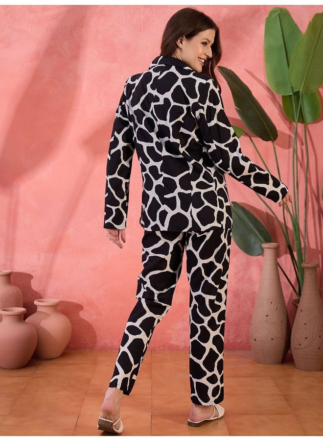 AKS Animal Printed Cotton Blazer and Trousers - Image 4
