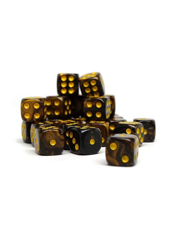 Easy Roller Dice Co. عبوة 25 عدداً من نرد 12 مم مجموعة مطابقة من نرد سداسي الأوجه مع نقاط (جرانيت أصفر وأسود) - Image 1