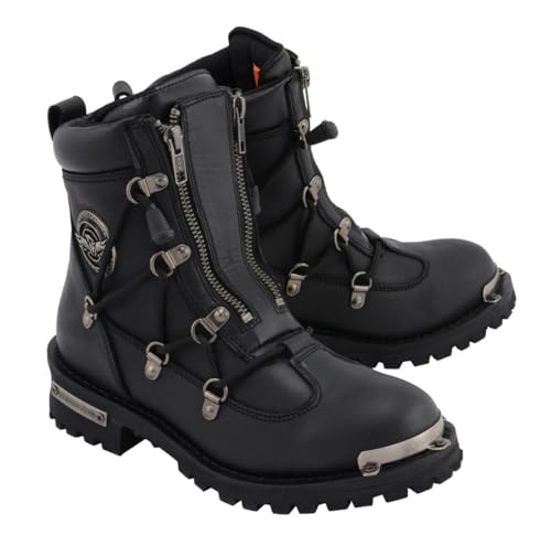 Milwaukee Leather MBL9375 Womens Premium Black Leather Diamond 6Inch Twin Zipper Lock Motorccycle Riding Boots 85 - Image 1