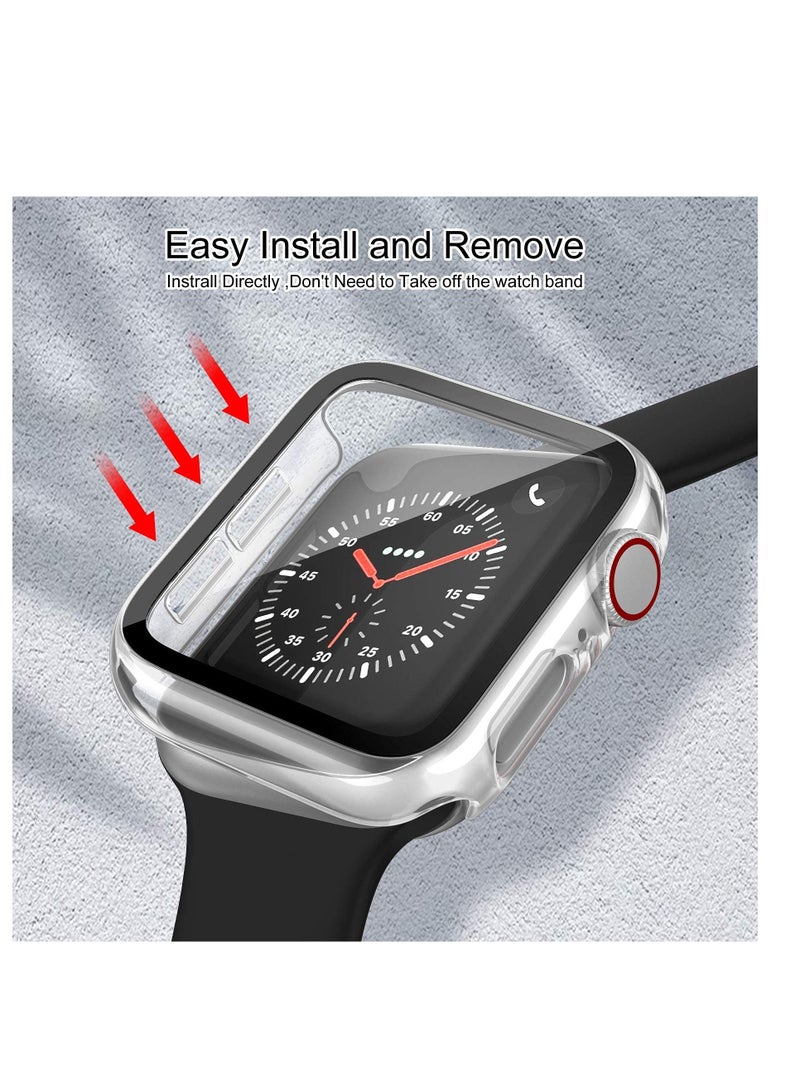 KASTWAVE Screen Protector Fit for Apple Watch SE Series6/ 5/4 44mm, KASTWAVE Clear Case with Tempered Glass Screen Protector, Full Protection Bubble-Free Cover Fit for iWatch 44mm Series 6/5/ 4/ SE [1 Pack] - Image 2