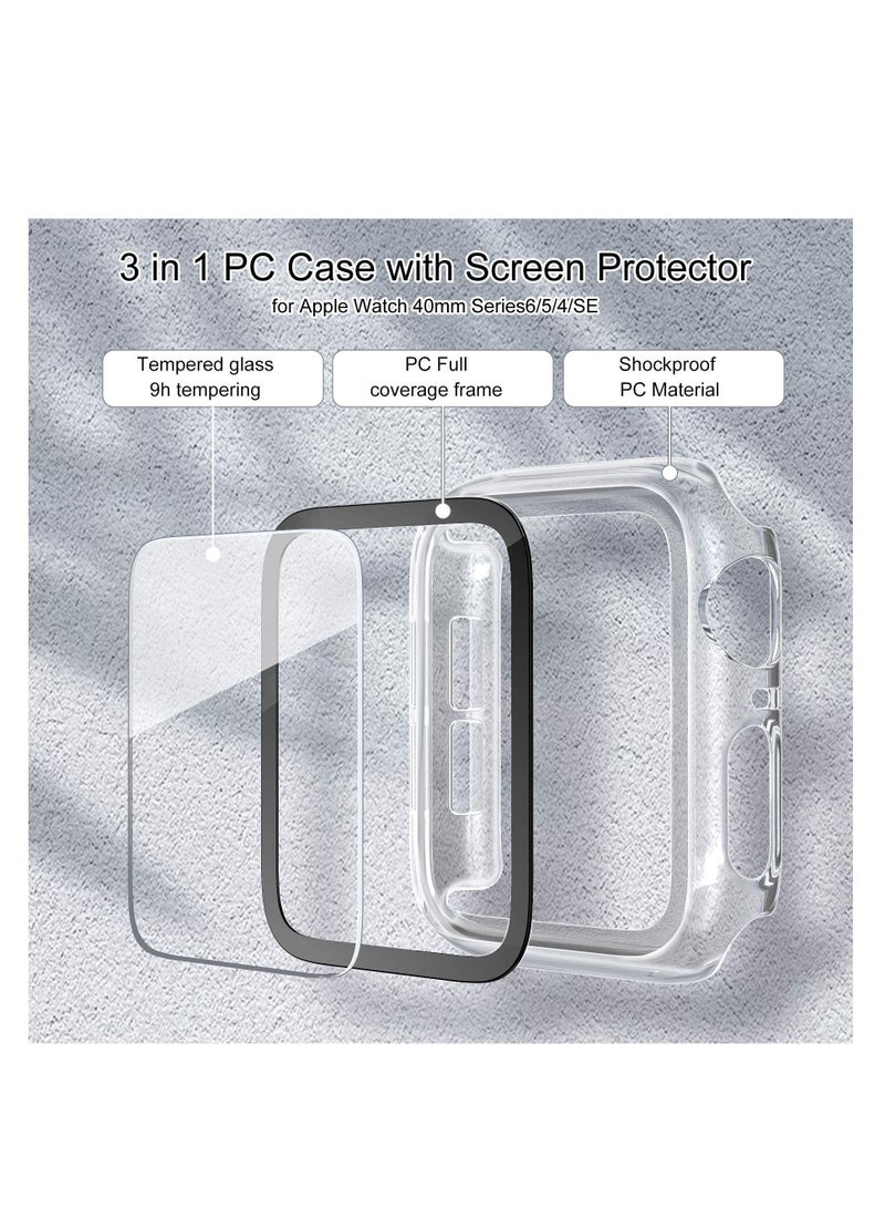KASTWAVE Screen Protector Fit for Apple Watch SE Series6/ 5/4 44mm, KASTWAVE Clear Case with Tempered Glass Screen Protector, Full Protection Bubble-Free Cover Fit for iWatch 44mm Series 6/5/ 4/ SE [1 Pack] - Image 3