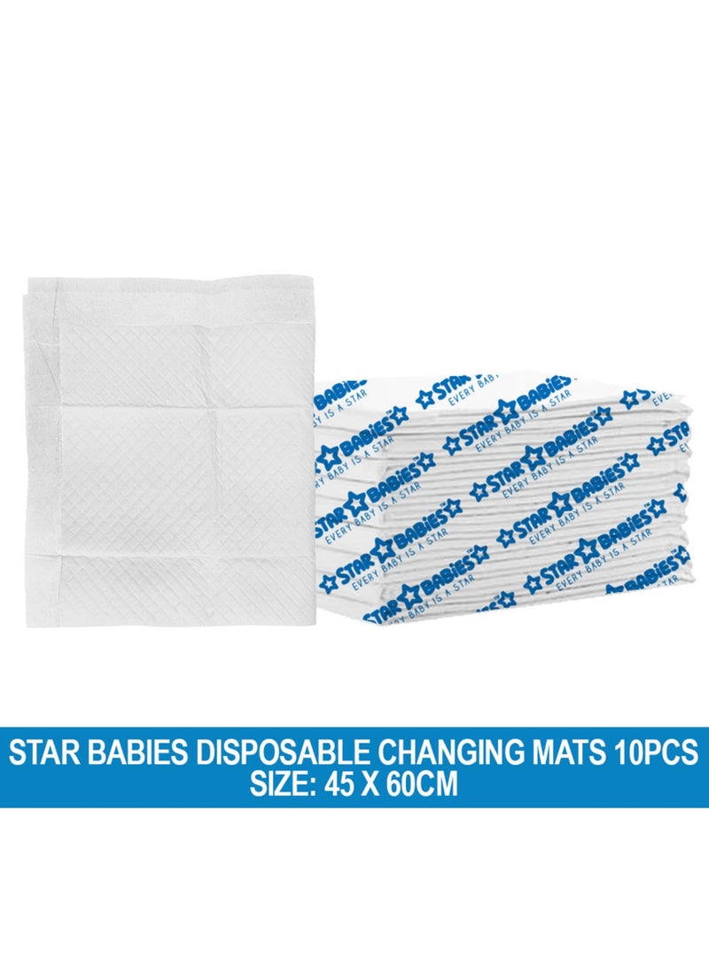 STAR BABiES حصائر تغيير قابلة للتصرف كبيرة 45 × 60 سم عبوة من 10 - بيضاء - Image 2