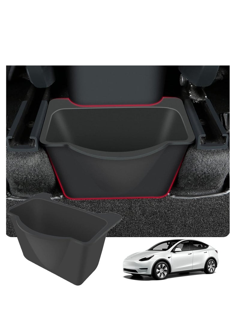 SYOSI Rear Center Control Organizer Storage Box for Tesla Model Y, 2nd Row Trash Can Bin Garbage Container Silicone Accessories 2022 2021 2020 - Image 1