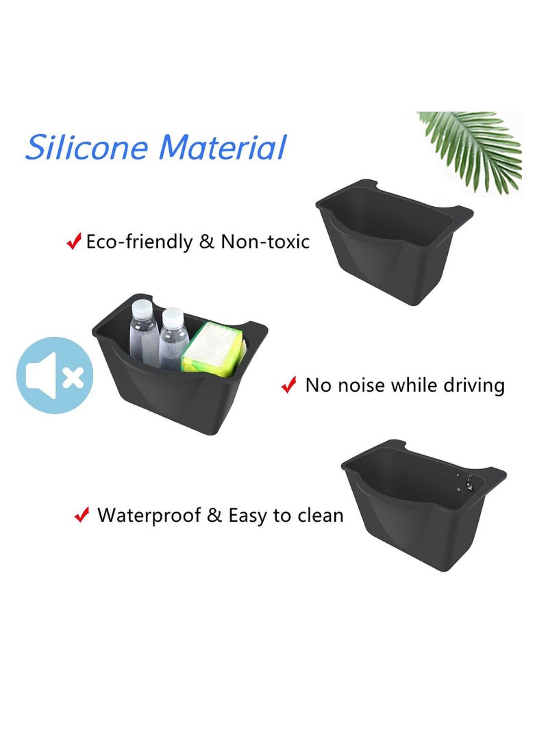SYOSI Rear Center Control Organizer Storage Box for Tesla Model Y, 2nd Row Trash Can Bin Garbage Container Silicone Accessories 2022 2021 2020 - Image 5