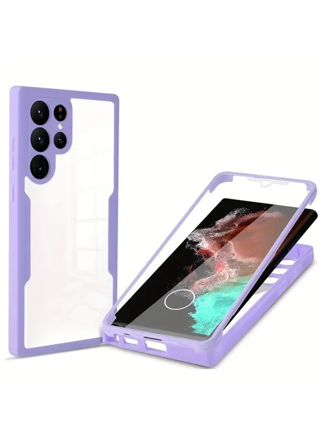 Compatible With Galaxy S24 Pink Red Full Body 360 Front And Back Transparent Shockproof Mobile Phone Case - Image 1