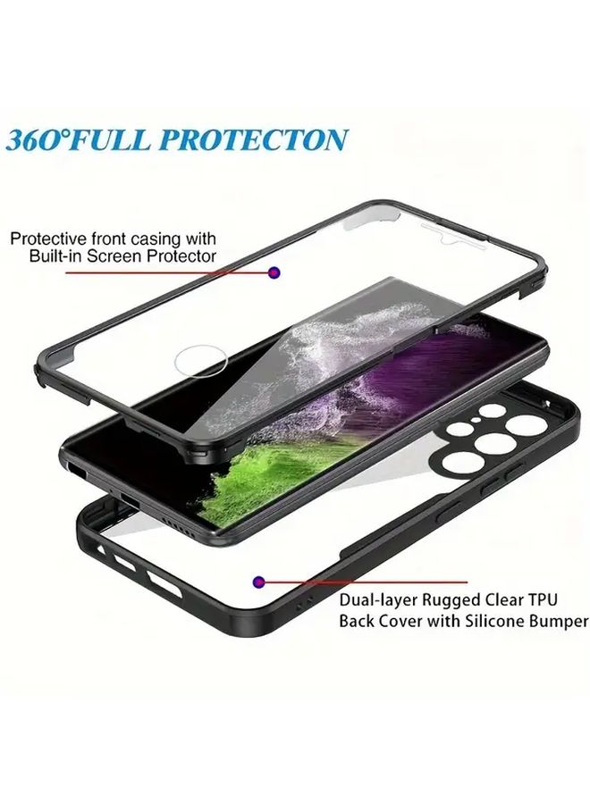 Compatible With Galaxy S24 Pink Red Full Body 360 Front And Back Transparent Shockproof Mobile Phone Case - Image 2