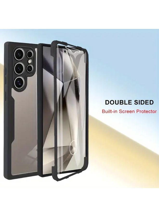 Compatible With Galaxy S24 Pink Red Full Body 360 Front And Back Transparent Shockproof Mobile Phone Case - Image 3