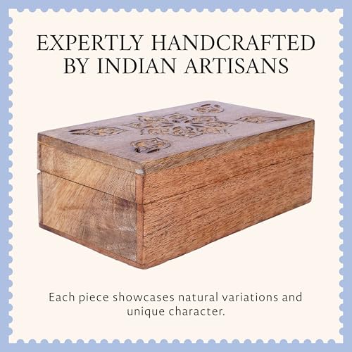 Mela Artisans Wooden Keepsake Box | Burnt Mango Wood Memory | Photo Storage Box with Hinged Lid | Decorative Storage Box | Mediumc | 7.5x4.5x3 Inch - Image 4