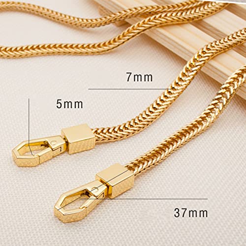 Model Worker Iron Flat Chain Strap Purse Chain Straps Handbag Chains Shoulder Cross Body Replacement Snake Bone Chain Straps with Metal Buckles (23.6", Gold) - Image 5