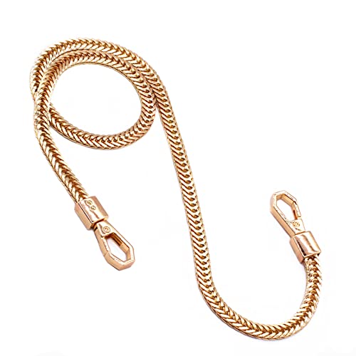 Model Worker Iron Flat Chain Strap Purse Chain Straps Handbag Chains Shoulder Cross Body Replacement Snake Bone Chain Straps with Metal Buckles (23.6", Gold) - Image 1