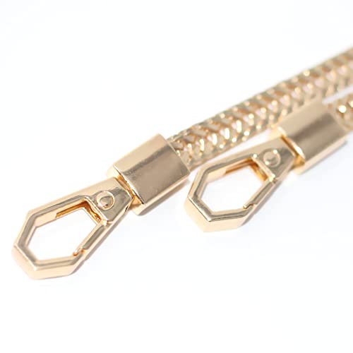 Model Worker Iron Flat Chain Strap Purse Chain Straps Handbag Chains Shoulder Cross Body Replacement Snake Bone Chain Straps with Metal Buckles (23.6", Gold) - Image 3
