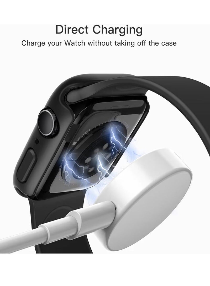 جراب ساعة أبل مع واقي شاشة زجاجي مقوى مدمج - جراب حماية كامل التغطية لساعة أبل سيريز 11 و10 مقاس 42 مم - مقاوم للخدش والصدمات، سهل التركيب - أسود - view 5