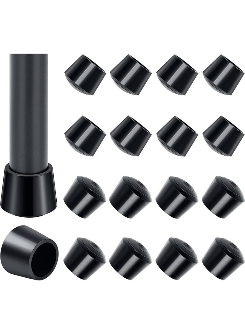 Barakah أغطية أرجل الكراسي، واقيات أرضية مطاطية سميكة بسمك 1 بوصة، أغطية أثاث غير قابلة للانزلاق لتقليل الضوضاء، أغطية أرجل الأثاث للاستخدام الداخلي والخارجي (16 حزمة، أسود دائري) - Image 1