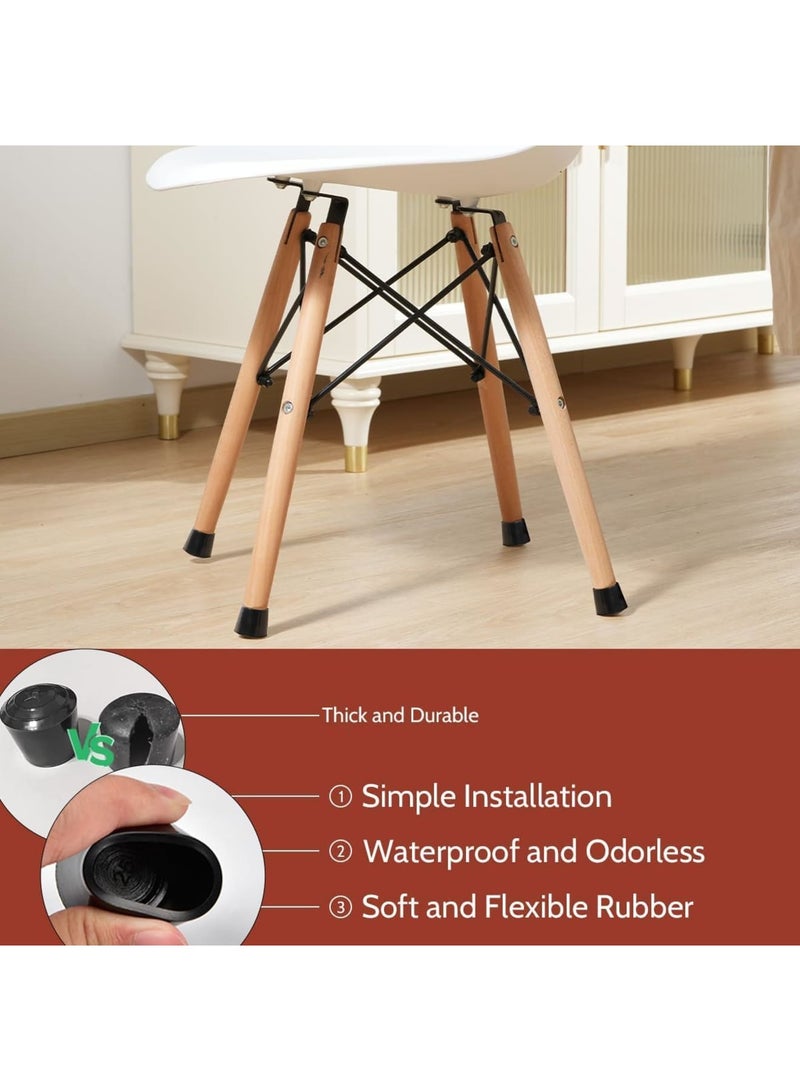 Barakah أغطية أرجل الكراسي، واقيات أرضية مطاطية سميكة بسمك 1 بوصة، أغطية أثاث غير قابلة للانزلاق لتقليل الضوضاء، أغطية أرجل الأثاث للاستخدام الداخلي والخارجي (16 حزمة، أسود دائري) - Image 4