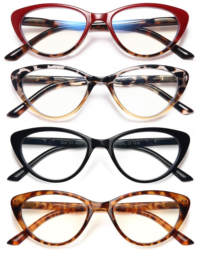 EYEURL 4Pack Cat Eye Reading Glasses for Women Blue Light Blocking Computer Reading Glasses AntiGlare Cat Eye Readers For Women15 - Image 2