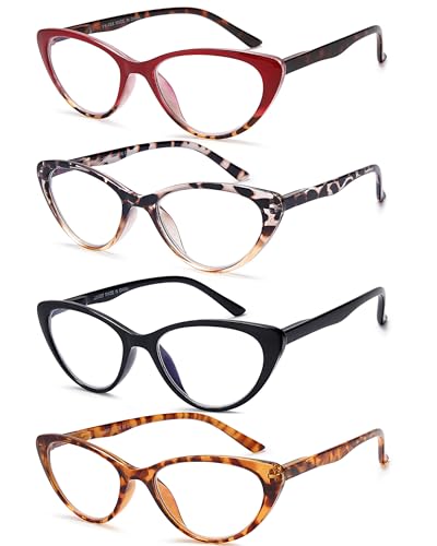 EYEURL 4Pack Cat Eye Reading Glasses for Women Blue Light Blocking Computer Reading Glasses AntiGlare Cat Eye Readers For Women15 - Image 3