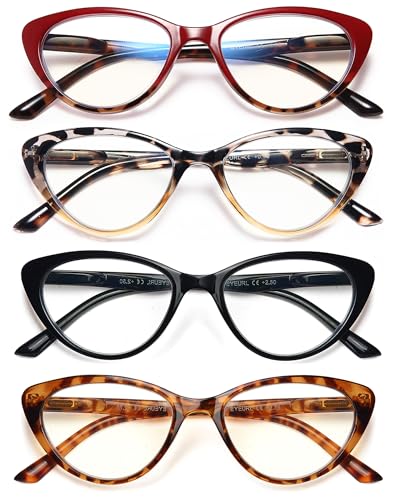 EYEURL 4Pack Cat Eye Reading Glasses for Women Blue Light Blocking Computer Reading Glasses AntiGlare Cat Eye Readers For Women15 - Image 1