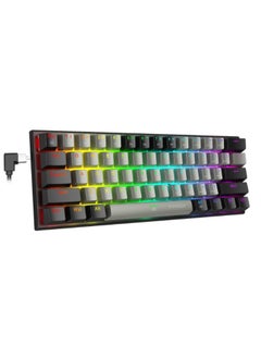 E-YOOSO Z-11 60% Wired Mechanical Keyboard, Gaming Keyboard Backlit Mini Keyboard,Small Compact 61 Keys Wired Keyboard For Desktop Laptop (Black Gray Red Switch)  - Image 1