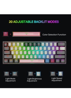 E-YOOSO Z-11 60% Wired Mechanical Keyboard, Gaming Keyboard Backlit Mini Keyboard,Small Compact 61 Keys Wired Keyboard For Desktop Laptop (Black Gray Red Switch)  - Image 3