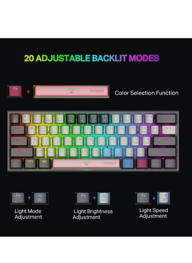 E-YOOSO - Z-11 60% Wired Mechanical Keyboard, Gaming Keyboard Backlit Mini Keyboard,Small Compact 61 Keys Wired Keyboard For Desktop Laptop (Black Gray Red Switch) - Image 1