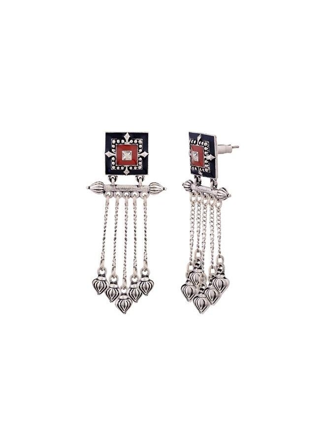 VOYLLA Mandala Rangoli Inspired Tassels Earrings  - Image 3