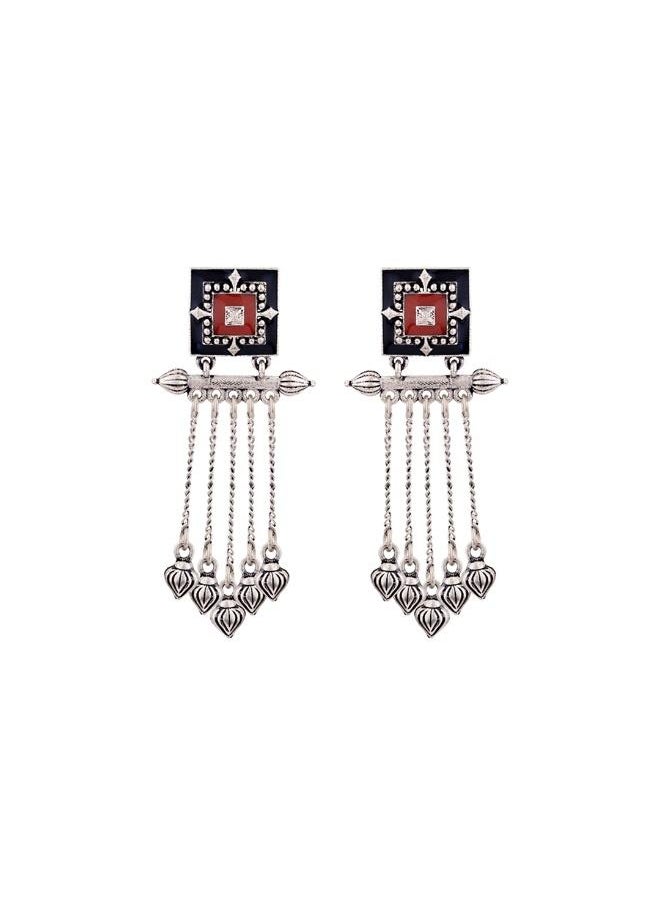 VOYLLA Mandala Rangoli Inspired Tassels Earrings  - Image 2