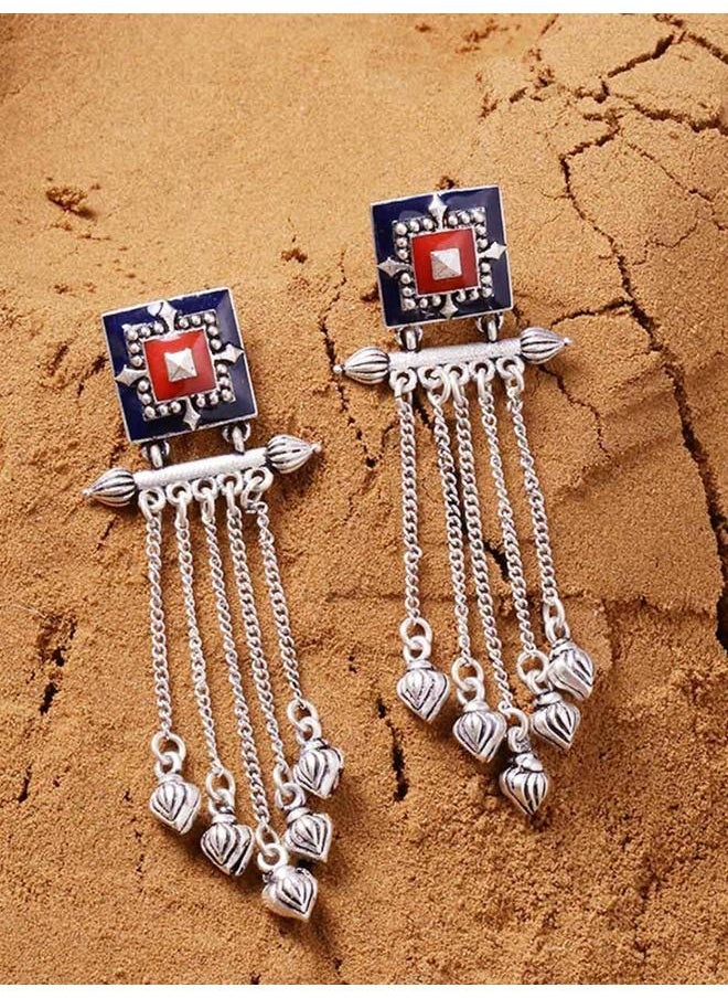VOYLLA Mandala Rangoli Inspired Tassels Earrings  - Image 1