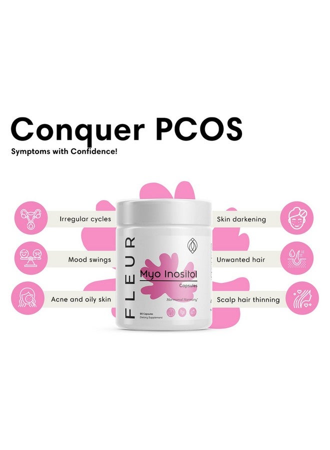 FLEUR كبسولات فليور ميو-إنوزيتول ودي-كيرو إنوزيتول، دعم توازن الهرمونات ووظيفة المبايض للنساء، إنوزيتول لتخفيف أعراض تكيس المبايض، ينظم الدورة الشهرية، غير معدّل وراثيًا ونباتي، 90 كبسولة - Image 3