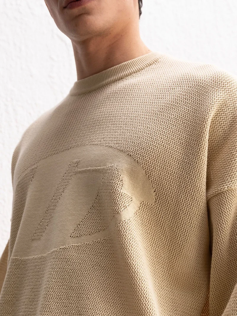 Giesto Beige Natural GIESTO Logo Crew Neck T-Shirt for Men | Best Price UAE