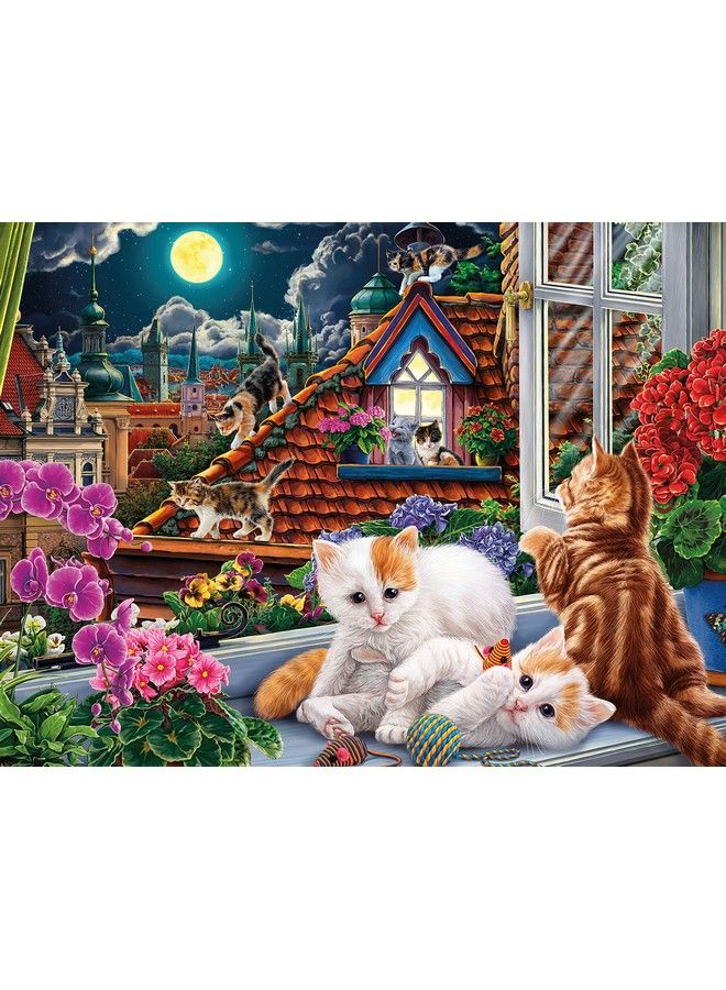Ceaco Harmony Image World Kittens In The Moonlight 500 Piece Jigsaw Puzzle - Image 1