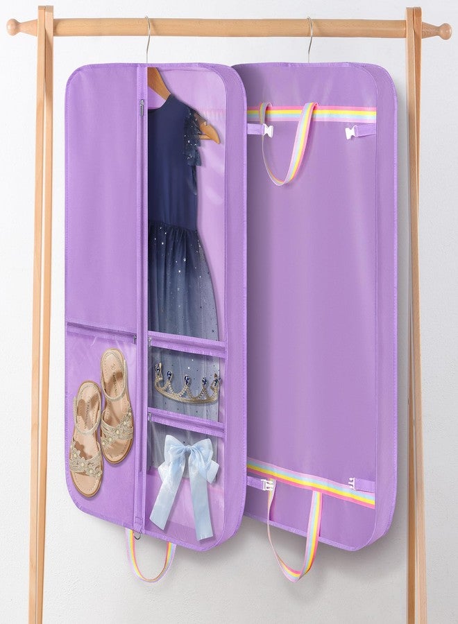 KEEGH Garment Bags for Dance Costumes 40 Inch, Kids Dance Costume Bag for Dancers with 3 Zipper Pockets, Transparent Window, Zipper Closure, Purple - Image 5