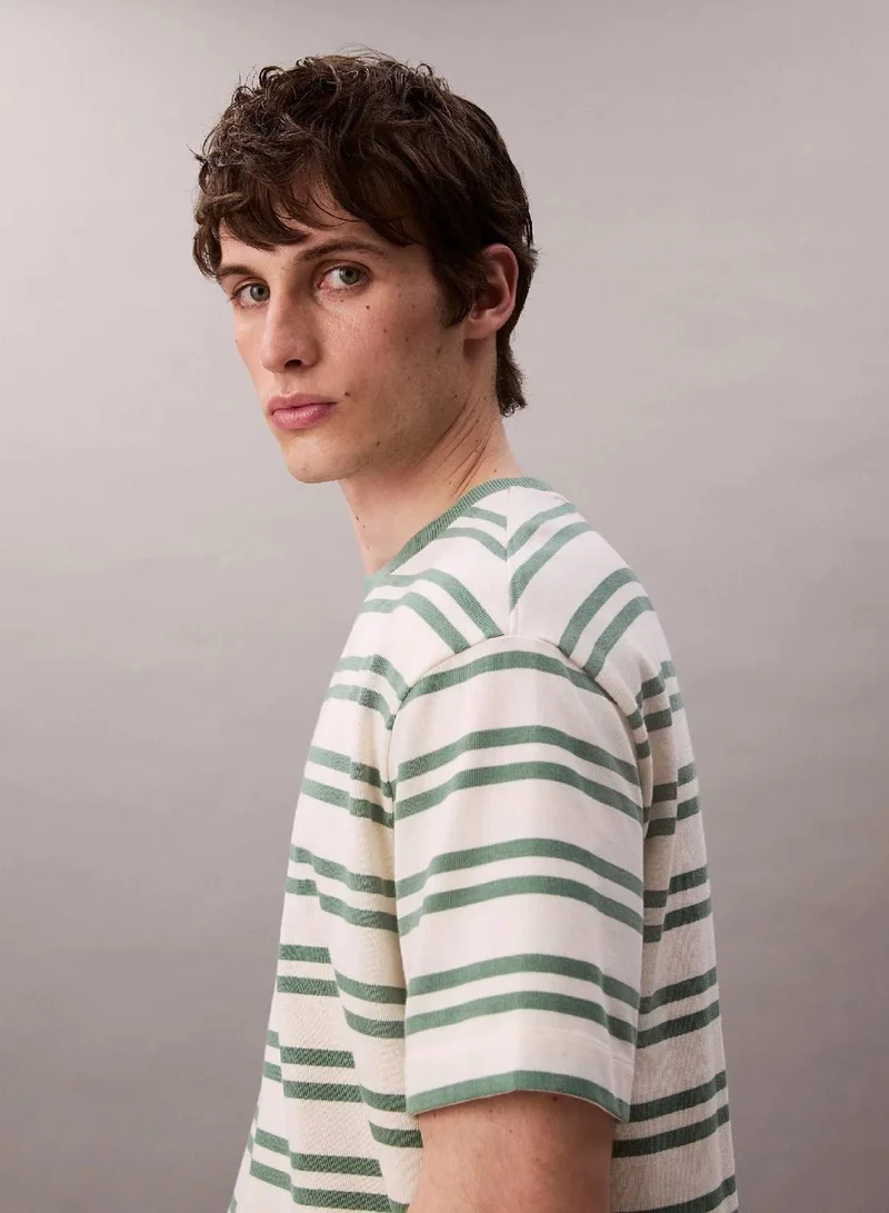 Calvin Klein Jeans Tofu Stripe Jersey Relaxed Tee for Men | Best Price UAE