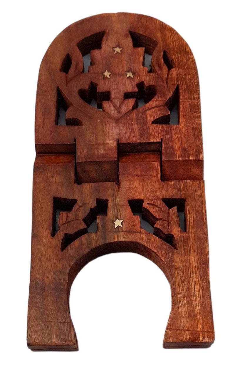 KIING Wooden Rehal Holy Book Stand for Reading Quran Geeta Guru Granth Sahib bibil ETC 12 inch - Image 3