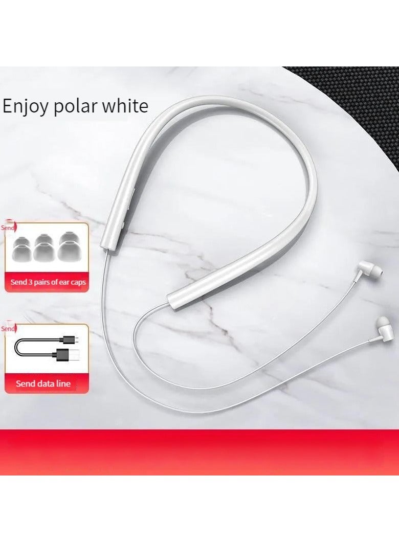 Bluetooth Binaural In-ear Neck Hanging Neck Sports Wireless Headset Super Long Standby White - Image 1