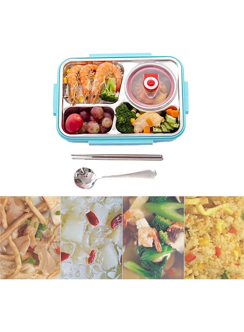 TOMSHOO Kids Lunch Box with Tableware,Customed for Kids Cartoon Bento Lunch Box，1100ml 4 compartment Insulated Lunch Box for Children | Leakproof | BFA Free | Dishwasher | Stainless Steel 26x20x7cm (Frozen) - Image 5