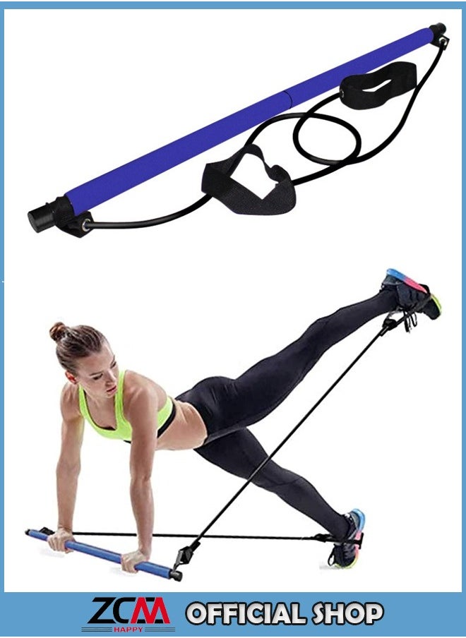 ZCM-HAPPY Portable Pilates Bar Kit with Resistance Bands for Full-Body Toning – Yoga and Pilates Exercise Stick for Home Gym  - Image 1