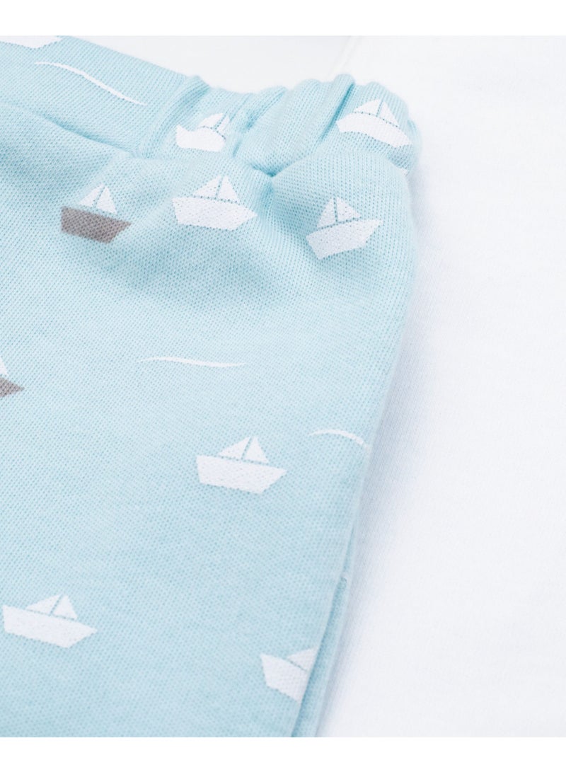 Moon تي شيرت وشورت 100% قطن من MOON 0-3 أشهر باللون الأزرق الفاتح - قارب صغير - Image 4