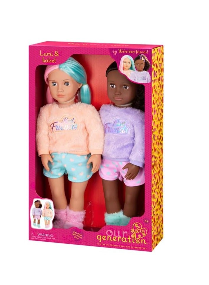 مجموعة دمى الحفلات الخشبية من OG DOLL - مجموعة أفضل الأصدقاء - توأم