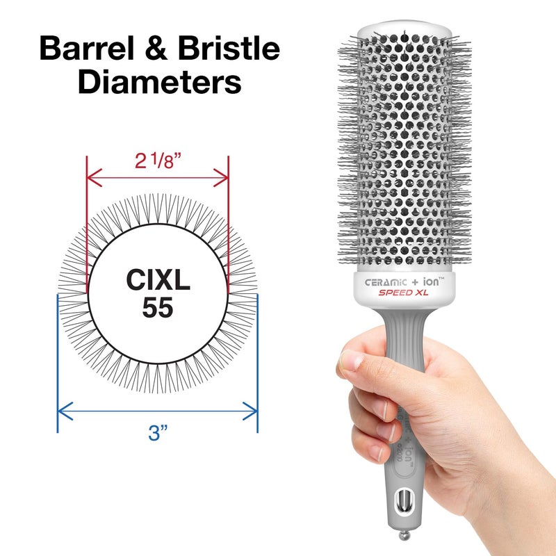 Olivia Garden Ceramic + Ion Speed XL - Extra-Long Round Thermal Hair Brush - Not Electrical - Professional Blowout Brush for Normal to Thick Hair - 2 1/8"- Diameter Barrel - CIXL-55 - Image 1