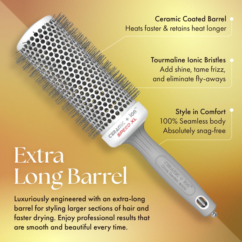 Olivia Garden Ceramic + Ion Speed XL - Extra-Long Round Thermal Hair Brush - Not Electrical - Professional Blowout Brush for Normal to Thick Hair - 2 1/8"- Diameter Barrel - CIXL-55 - Image 3